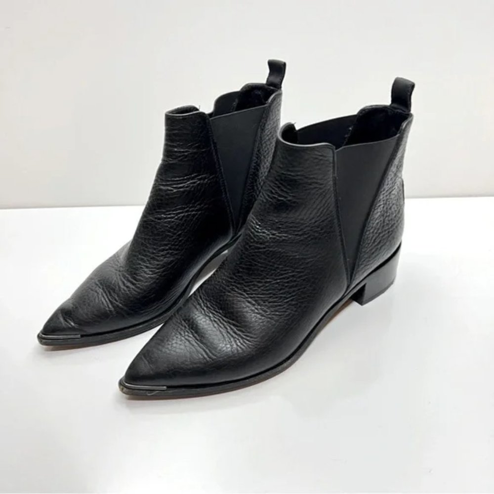 ACNE STUDIOS Jensen Black Genuine Leather Pointed Toe Chelsea Boots
